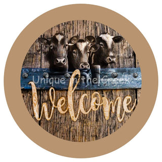 8" ALUMINUM WREATH SIGN | WELCOME | COWS | EVERYDAY | FARMHOUSE