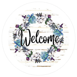 VINYL DECAL | WELCOME | FLORAL RING | COTTON | EVERYDAY