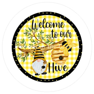 VINYL DECAL | WELCOME | GNOME | BEES | YELLOW | GINGHAM | CHECK| EVERYDAY