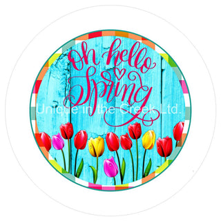 VINYL DECAL | HELLO SPRING | TULIPS | SPRING