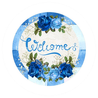 Décalcomanie vinyle | Bienvenue | Bleu | Florale | Tous les jours
