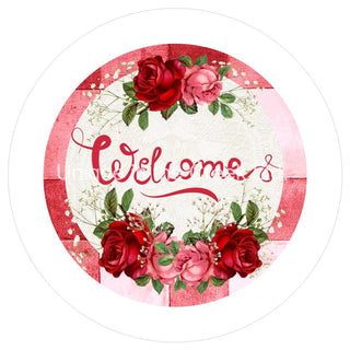 VINYL DECAL | WELCOME | RED & PINK ROSES | FLORAL | EVERYDAY