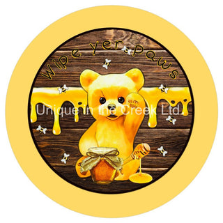 VINYL DECAL | WIPE YOUR PAWS | HONEY BEAR | WELCOME | EVERYDAY