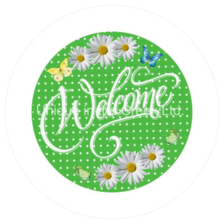 VINYL DECAL | WELCOME | GREEN | DAISY | SPRING