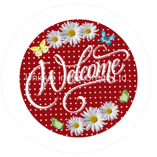 VINYL DECAL | WELCOME | RED | DAISY | SPRING