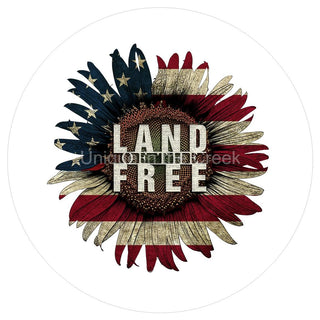 VINYL DECAL | SUNFLOWER FLAG | LAND OF THE FREE | PATRIOTIC | USA | WELCOME | EVERYDAY | SUMMER