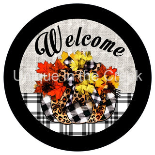 VINYL DECAL | WELCOME | CHECK | LEOPARD | FOLIAGE | AUTUMN | FALL