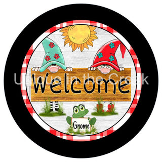 VINYL DECAL | WELCOME | GNOME & FROG | CHECK | EVERYDAY