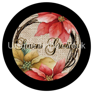 VINYL DECAL | SEASONS GREETINGS | POINSETTIA | WINTER | CHRISTMAS