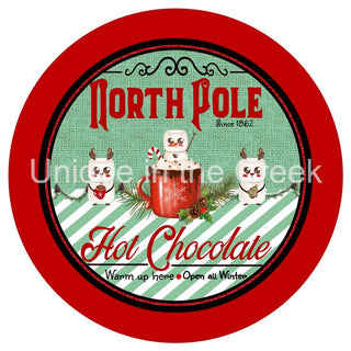 AUTOCOLLANT VINYLE | CHOCOLAT CHAUD | PÔLE NORD | GUIMAUVE | NOËL | HIVER