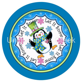 AUTOCOLLANT VINYLE | LAISSEZ LA NEIGE | PINGOUIN | HIVER