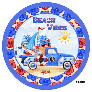 Décalcomanie vinyle | VIBRES DE PLAGE | GNOMES | CAMION | ÉTÉ