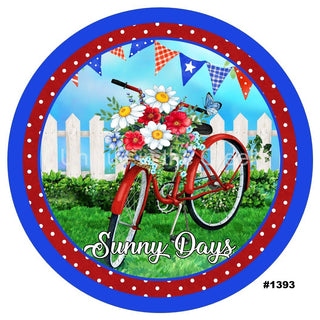 VINYL DECAL | SUNNY DAYS | BIKE | PATRIOTIC | USA | 4th OF JULY | RED / WHITE / BLUE | SUMMER