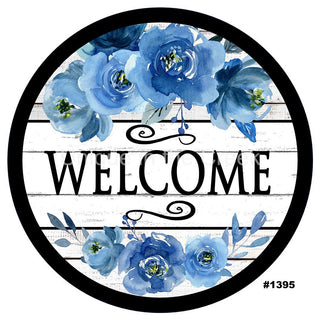 VINYL DECAL | WELCOME | BLUE | FLOWERS | VINTAGE | EVERYDAY