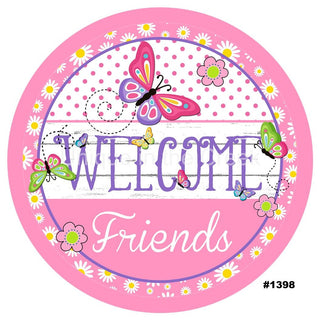 VINYL DECAL | WELCOME FRIENDS | BUTTERFLY | PINK | DAISY | SPRING