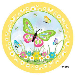 VINYL DECAL | WELCOME FRIENDS | BUTTERFLY | YELLOW | FLOWERS | SPRING | DAISY