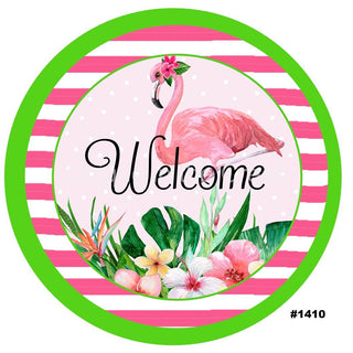 WREATH SIGN | 8" ALUMINUM | WELCOME | BEACH | FLAMINGO | SUMMER