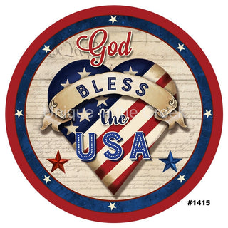 8" ALUMINUM WREATH SIGN | GOD BLESS THE USA | VINTAGE | PATRIOTIC | EVERYDAY
