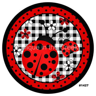 Vinyl Decal | LADYBUG | LADY BUGS | BLACK AND WHITE GINGHAM | SUMMER |WELCOME