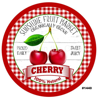 WREATH SIGN | 8" ALUMINUM | SUNSHINE FARM MARKET | CHERRIES | CHERRY | EVERYDAY | SUMMER