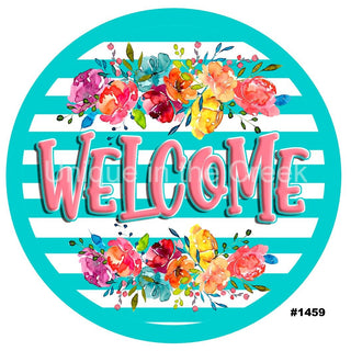 VINYL DECAL | WELCOME  | FLORAL  | STRIPE | SUMMER | EVERYDAY