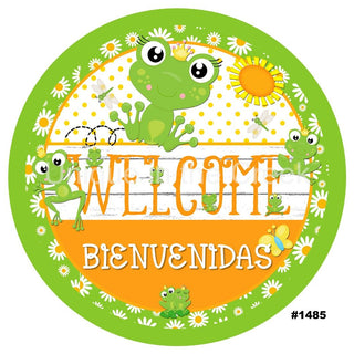 VINYL DECAL |WELCOME BIENVENUE | FROG | SPANISH | SUMMER | SPRING