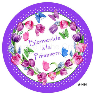 VINYL DECAL | BIENVENIDA A LA PRIMAVERA |BUTTERFLY | SPANISH | FLOWERS | SPRING