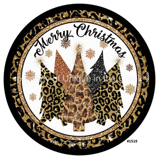 Vinyl Decal | Leopard Print Trees | Merry Christmas | Christmas