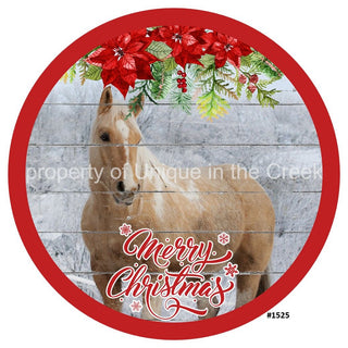 Décalcomanie vinyle | Joyeux Noël | Cheval | Poinsettia | Noël