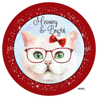 Décalcomanie vinyle | Meowey et Bright | Chat dans des lunettes | Noël