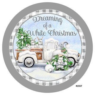 Décalcomanie vinyle | Rêver | Noël blanc | Lapins / Camion | Vérifier | Noël | Hiver