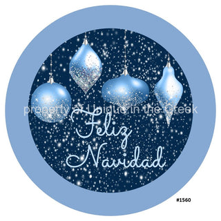 Décalcomanie vinyle | Feliz Navidad | Ornements | Flocons de neige | Noël | Espagnol