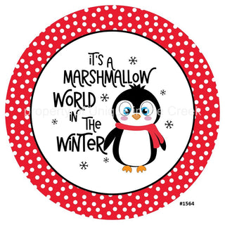Vinyl Decal | Marshmallow World | Penguin | Polka Dots | Winter