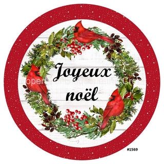 Vinyl Decal | Joyeux Noel | Greenery | Cardinals | Winter | French