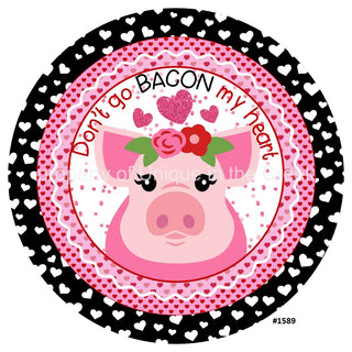 Décalcomanie vinyle | N'allez pas bacon mon cœur | Cochon rose | Coeurs | Saint-Valentin