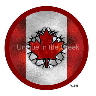 AUTOCOLLANT VINYLE | FEUILLE D'ÉRABLE | ROUGE / BLANC | ASPECT VITRAIL | CANADA PATRIOTIQUE