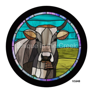 VINYL DECAL | COW / FARM SCENERY | STAINED GLASS LOOK | SPRING | EVRYDAY