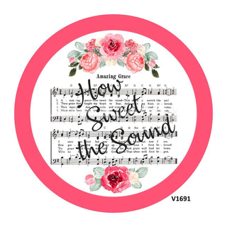 VINYL DECAL | SHEET MUSIC / FLORAL | AMAZING GRACE | RELIGIOUS | EVERYDAY