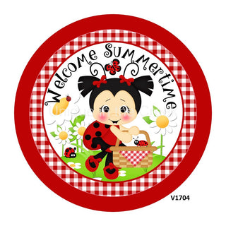 VINYL DECAL | LADYBUG / FLOWERS | WELCOME SUMMERTIME | SUMMER