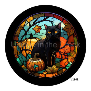 VINYL DECAL | BLACK CAT |STAINED GLASS | FALL | HALLOWEEN