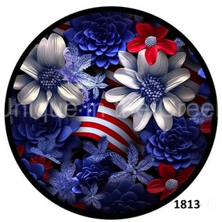 6" ALUMINUM WREATH SIGN | UITC WREATH SIGN | RED/WHITE/BLUE FLORALS | STAIN GLASS LOOK | PATRIOTIC