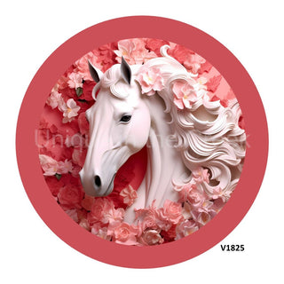 VINYL DECAL | PINK HORSE | 3D | FLORAL | EVERYDAY