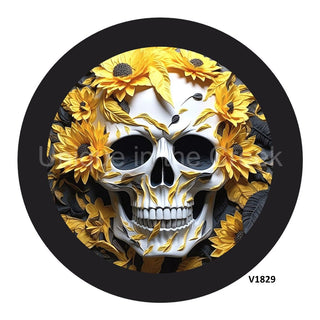 VINYL DECAL | SKULL | SUNFLOWERS | HALLOWEEN