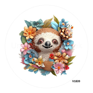 VINYL DECAL | SLOTH | 3D | FLORAL | SPRING | SUMMER | EVERYDAY