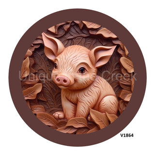 VINYL DECAL | PIG | WOOD CARVING | EVERYDAY