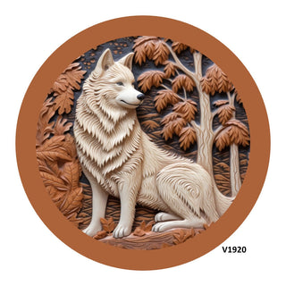 VINYL DECAL | WOLF | 3D | WOOD | LEATHER LOOK