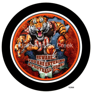 VINYL DECAL |  CIN Football | BLACK/ORANGE | Beware...you are entering a football zone