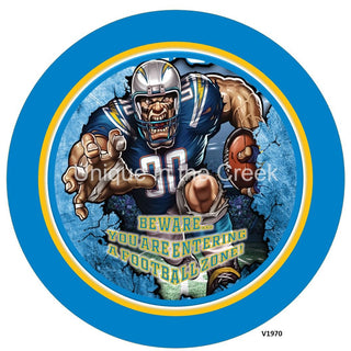 Vinyl Decal | LA Football | POWDER BLUE/GOLD/WHITE | Beware...you are entering a football zone | Sports