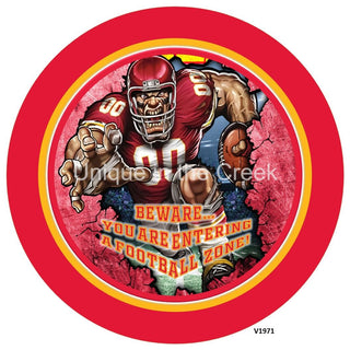 Vinyl Decal | KC Football | RED/GOLD| Beware...you are entering a football zone | Sports