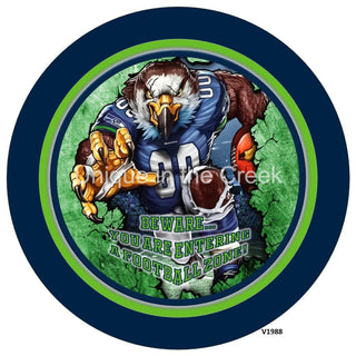 Vinyl Decal | SEA Football | NAVY/GREEN/GREY | Beware...you are entering a football zone | Sports